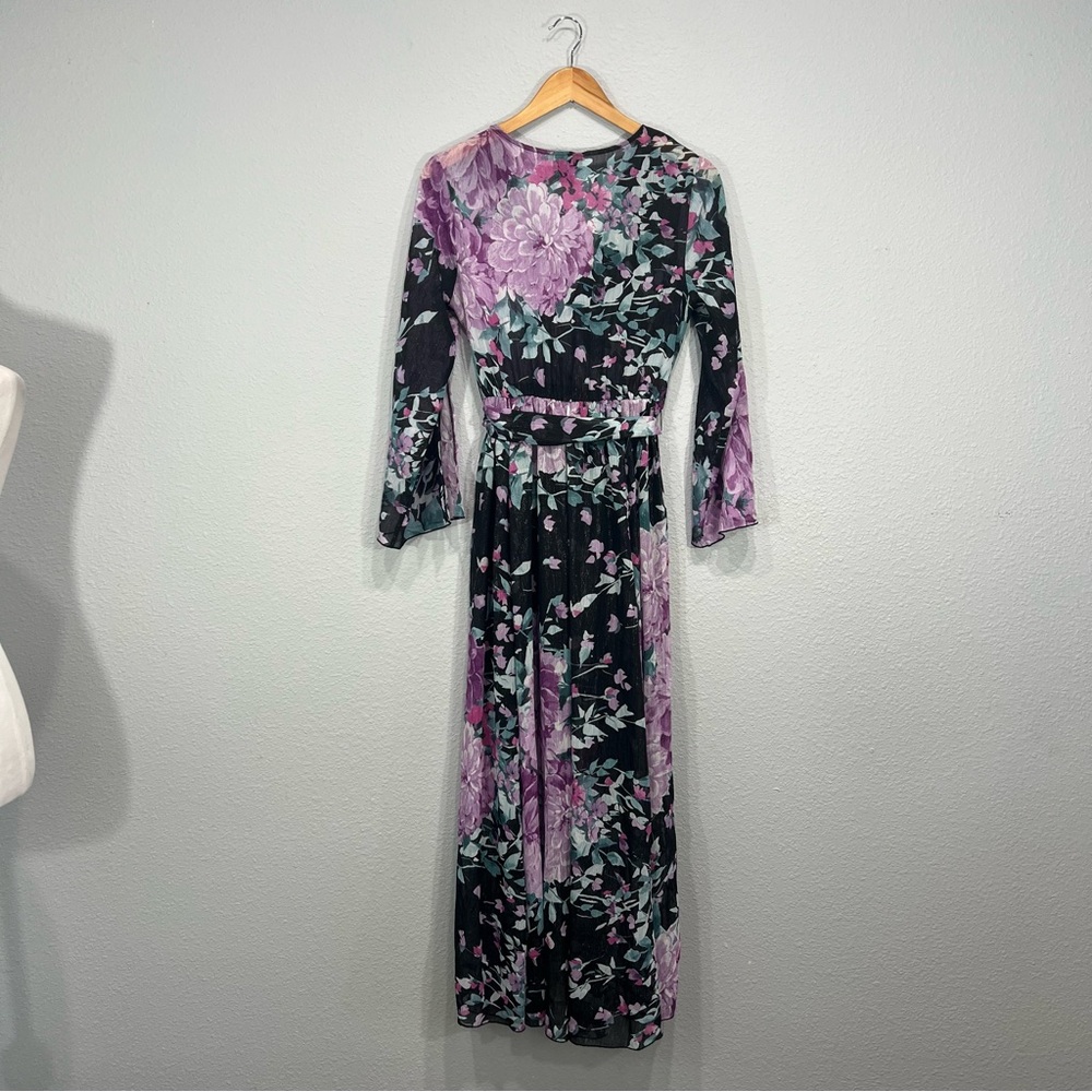 Alexa B Nites Shimmer Wrap Floral Maxi Dress - Picture 12 of 16